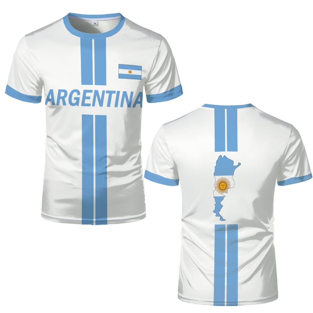 Argentinien Nationalflagge Print T-Shirt Herren Atmungsaktiv Und Schnelltrocknend Trainingsuniform Unisex Lässiges Kurzarm-T-Shirt