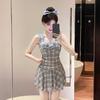 Women's Summer 2024 Swimsuit: One-Piece Dress Style with Gathered Chest, Pure Desire, Perfect for Hot Springs and Vacations