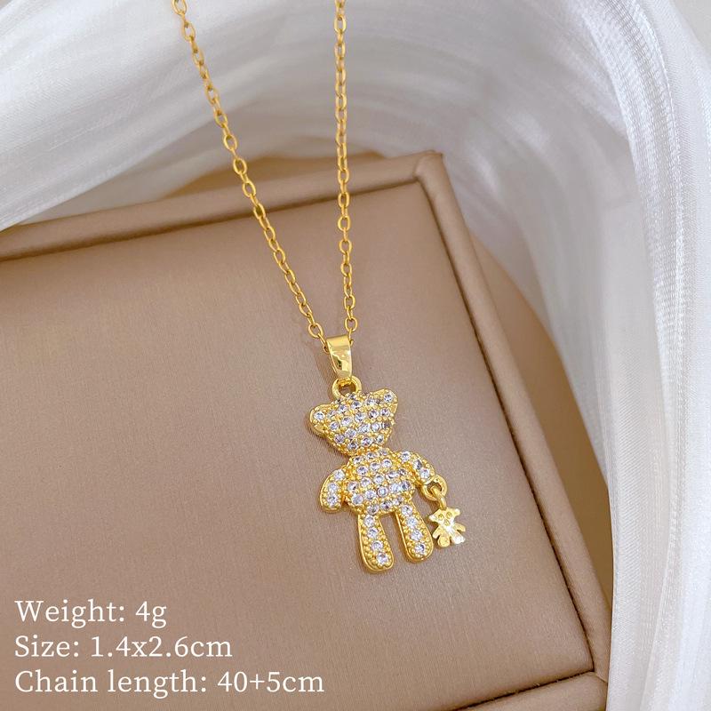 Copper Micro-Inlaid Light Luxury Fashion Personality Temperament Gorgeous Full Diamond Necklace Women'S Versatile Collarbone Chain Titanium Steel