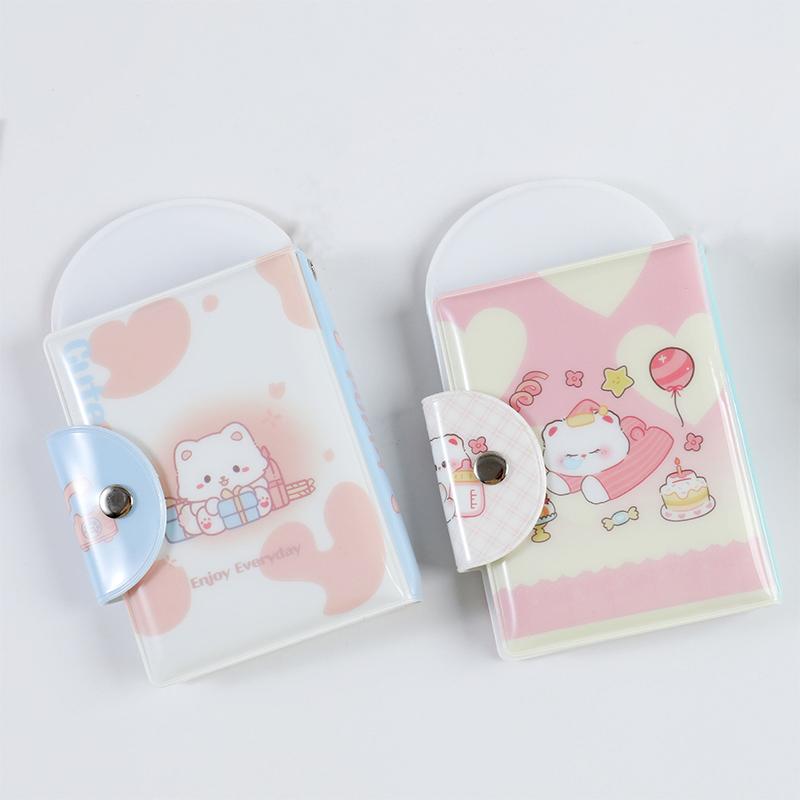 Roztomilé fotoalbum 3palcový držák na fotokarty album na idol karty sběratelská kniha 32kapsové album pouzdro na fotokarty