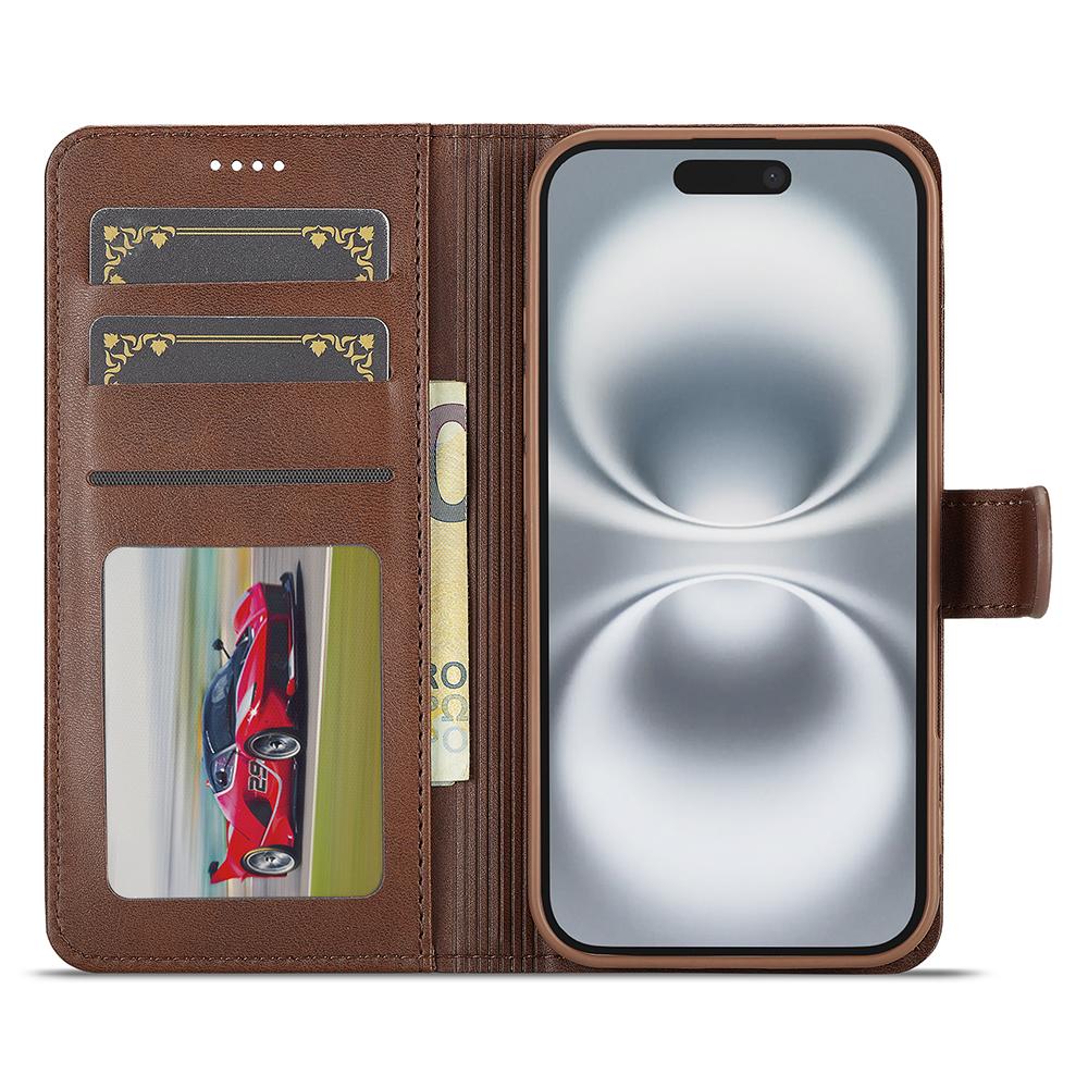LC.IMEEKE For iPhone 17 Case Calf Texture PU Leather Stand Wallet Phone Cover