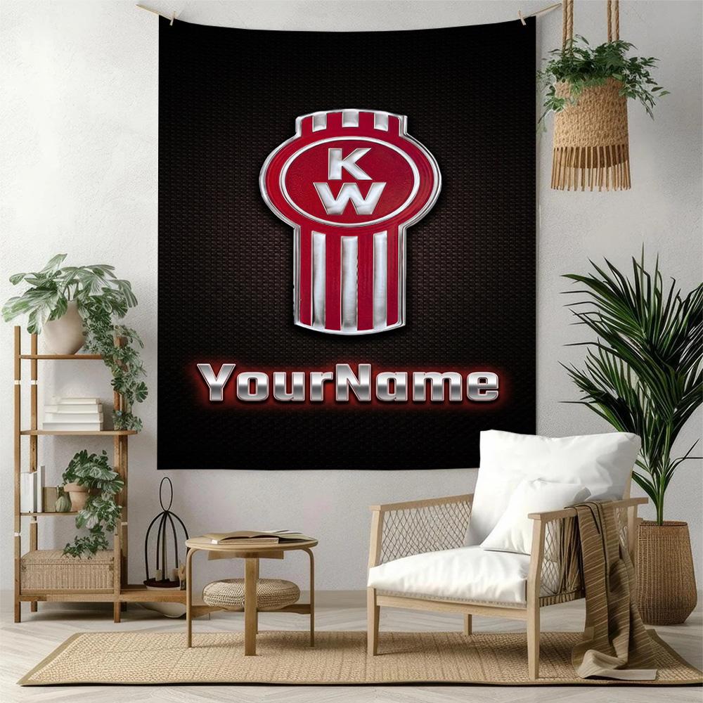 Kw Heavy Trucks Custom Your Name Wall Decor Tapestry Art For Pet Memorial Birthdaywedding Party Backdrop Family Gift