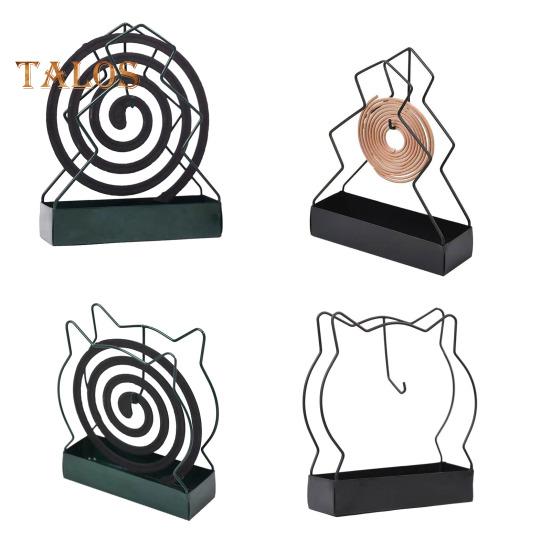 Metal Incense Coil Holder with Ash Catcher Tray Cat Ear Pine Tree Repellent Spiral Incense Hanger Stand Portable Incense Burner Decoration