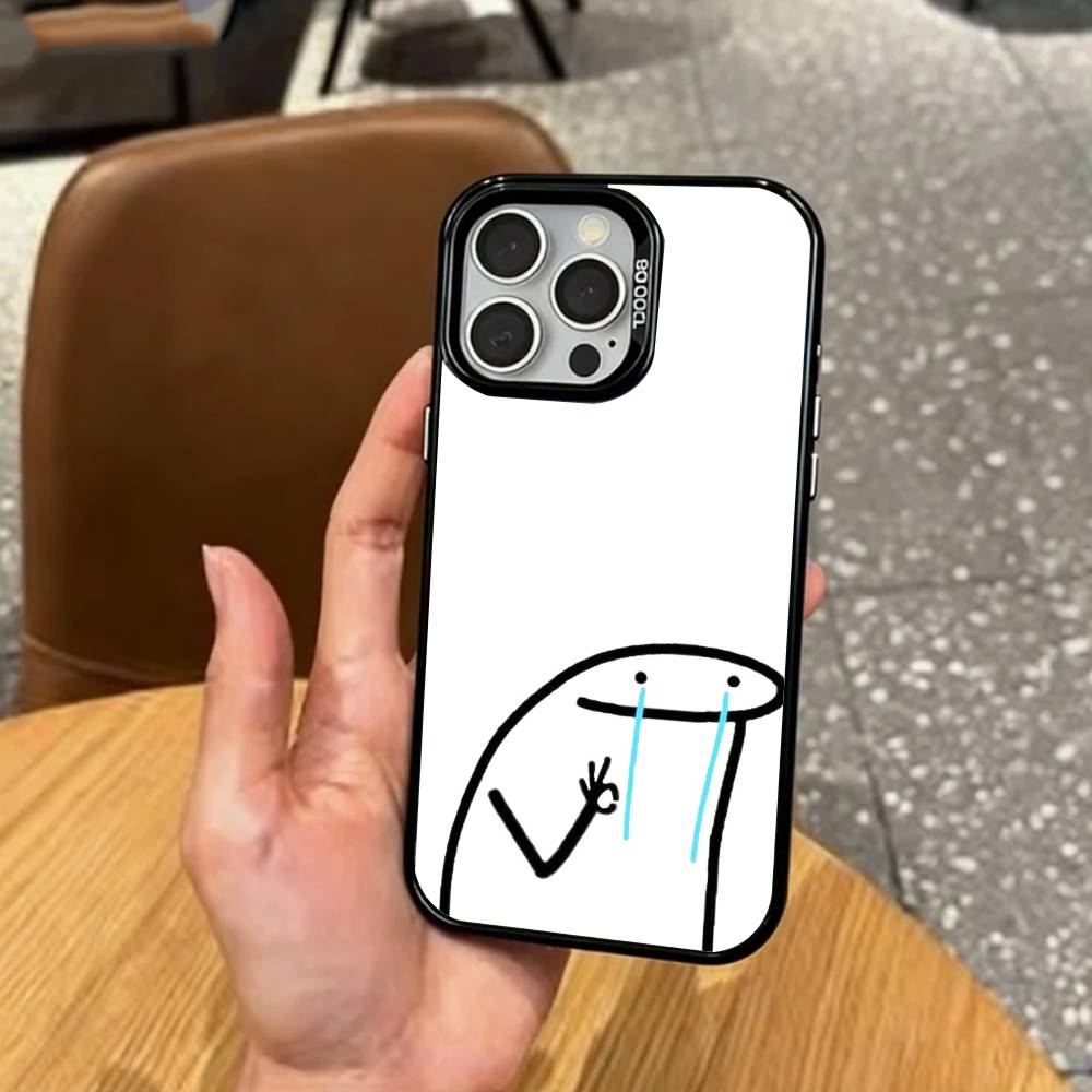 F-Flork M-Meme Phone Case For iPhone17,16,15,14,13,12,11 Plus,Pro Max Colored Silver Plated Inside Cover