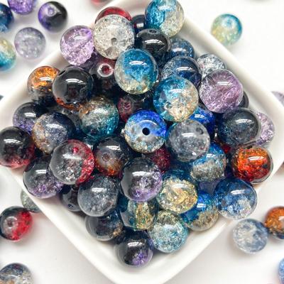 Harovo Glass Beads 10mm Crack Beads Mixed 100g Beads Crafts Beads Parts Bracelet Accessories Parts Set (Mixed Color)