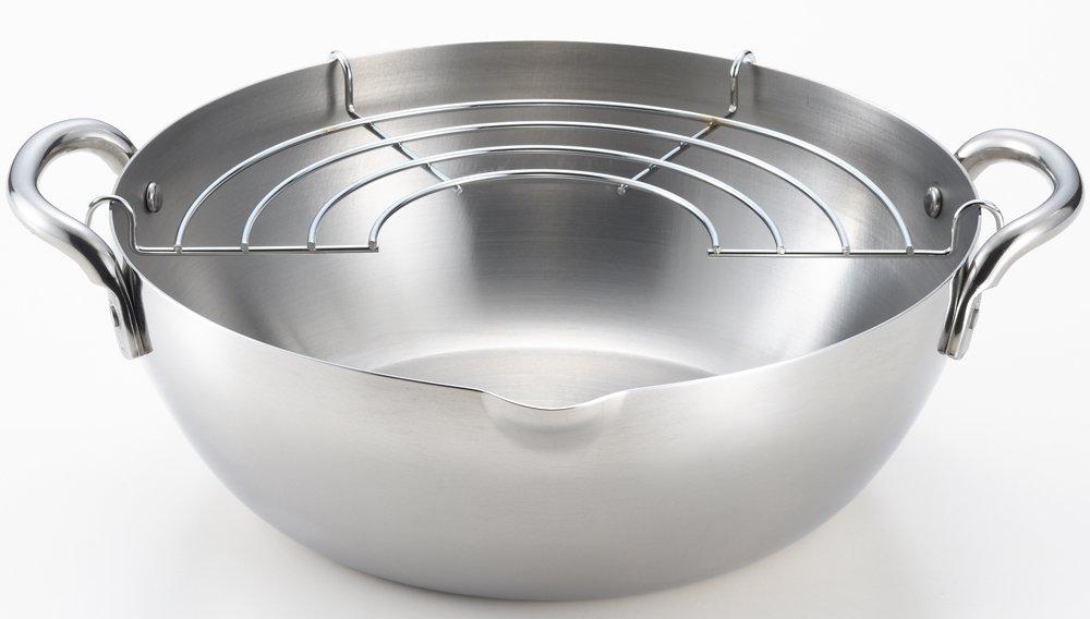 Yoshikawa Tempura Pot, 20cm, 1.8L, Stainless Steel, Induction and Gas Compatible, Gogi, Made in Japan, Tsubame-Sanjo, YJ2437