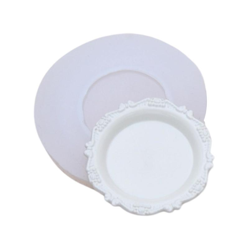 Mini Scene Plate Mold in Flexible Silicone, Ornate Edge Casting Mold for Resin Craft Projects and Display Pieces