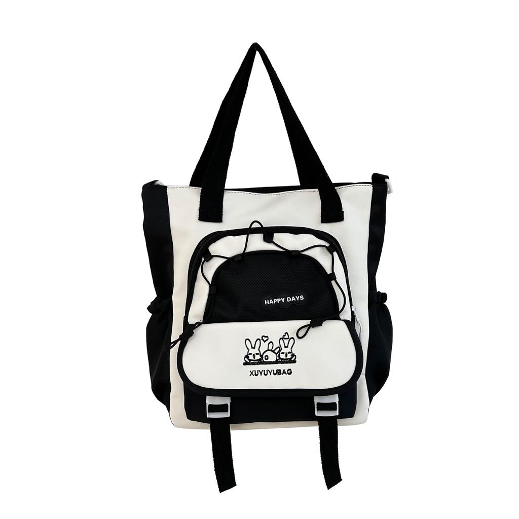 School Bag Cute Contrasting Color Small Fresh College Girl Messenger Bag Ins Large Capacity Student Class Shoulder Tote Bag