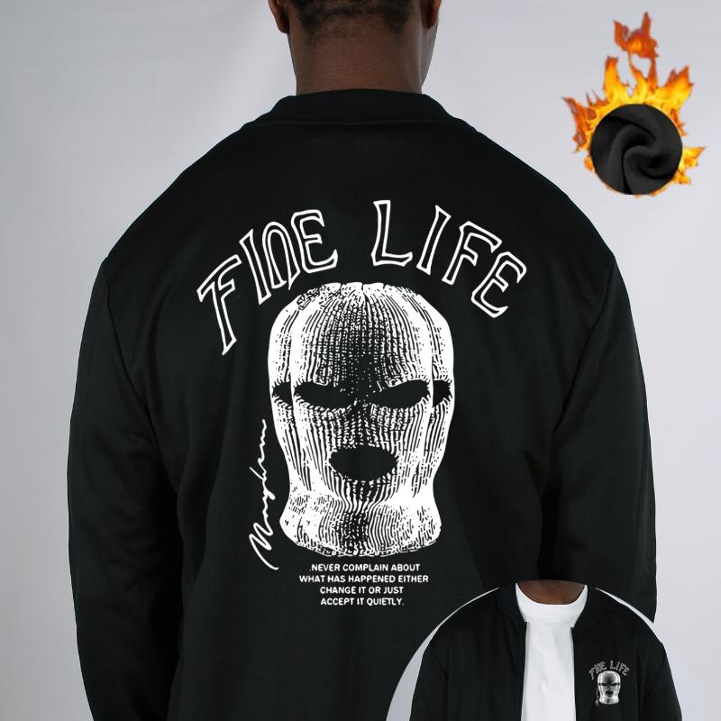 

Куртка-бомбер FINE LIFE с маской, на флисовой подкладке, ветрозащитная, прочная, теплая, повседневное универсальное пальто XXL чёрный