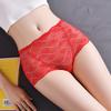 Big Size Lady Summer New Style Sexy Lace Hollow Out High Waist Shrink Abdomen Lift Hip Briefs