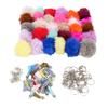 30 Set Puff Ball Keychain Accessories with Tassels Keyrings Open Rings Multicolor Faux Rabbit Fur