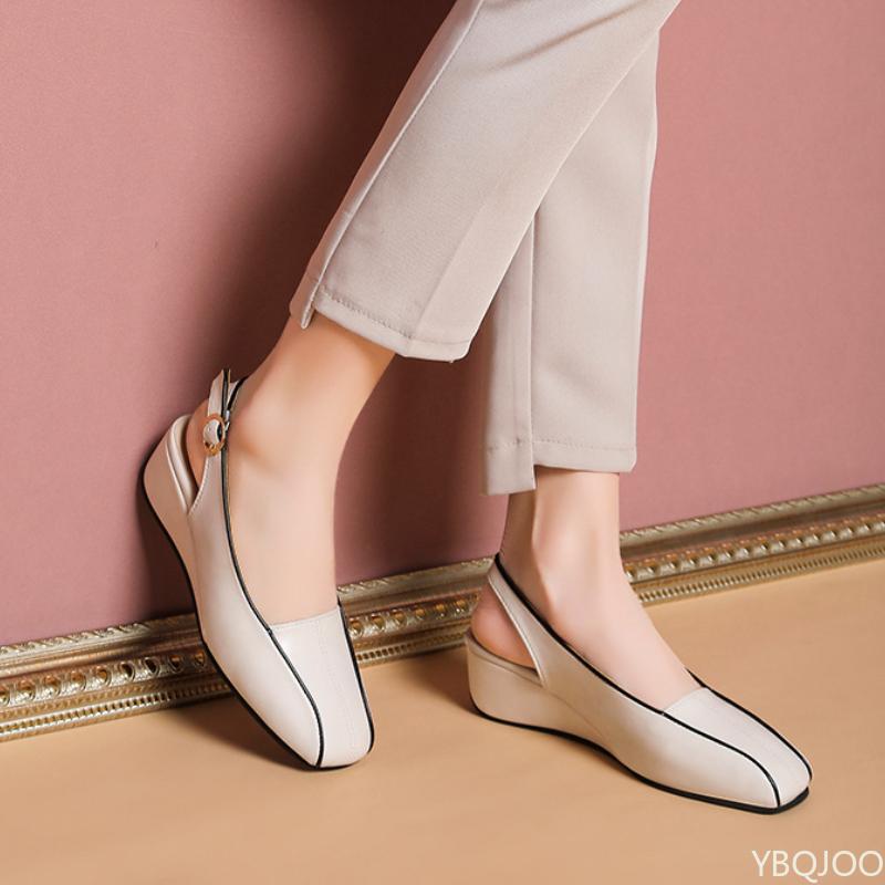 Fashion Retro Wedge Women's Sandals Spring New Style French Solid Color Casual Versatile Single Shoe with Toe Cover Platform Sandals