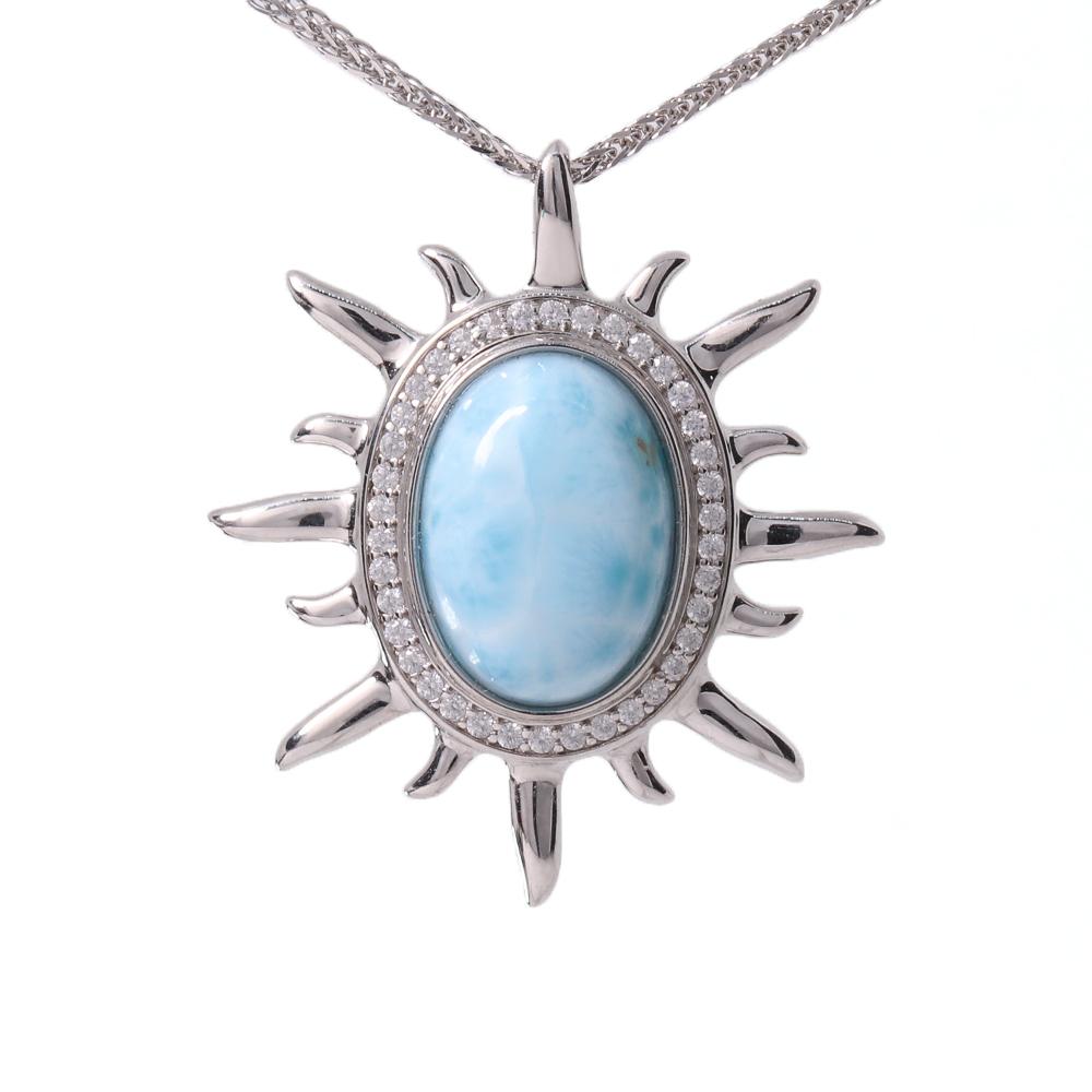 Echter Edelstein, natürlicher blauer Larimar, große Edelstein-Anhänger-Halskette, 925er Silber, edler Schmuck für Frauen, Geburtstags- und Weihnachtsgeschenke