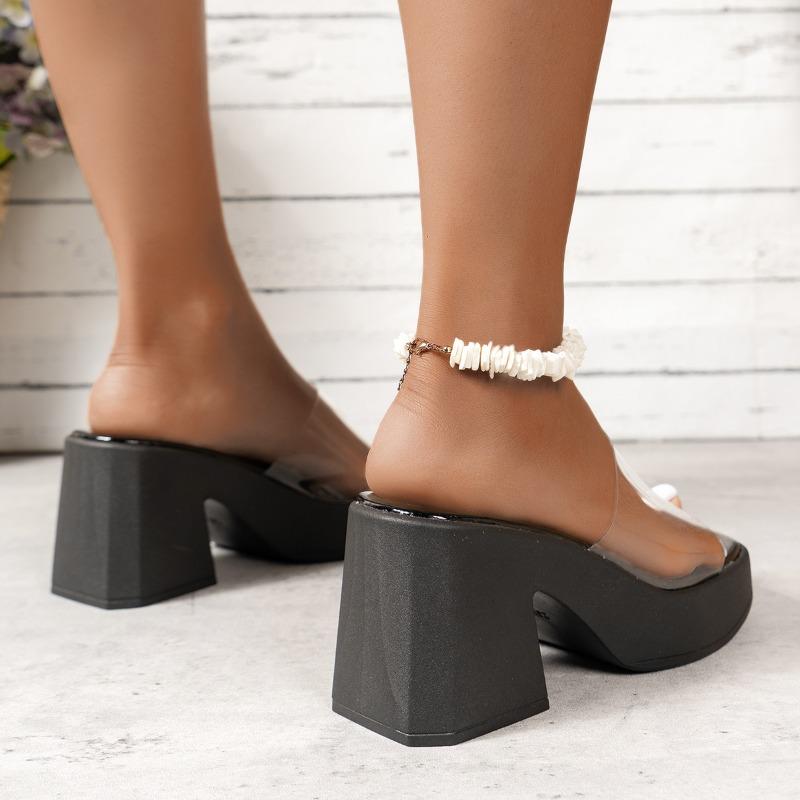 Fashion 2024 New Design Summer Ladies Pump Sandals PVC Jelly Slippers Open Toe High Heel Women's Transparent Slippers Shoes for Women