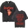 Movie Scarface Vintage Washed Tshirt Tony Montana Face Al Pacino Oversized Tshirts Men Women Fashion Hip Hop Gothic T Shirts