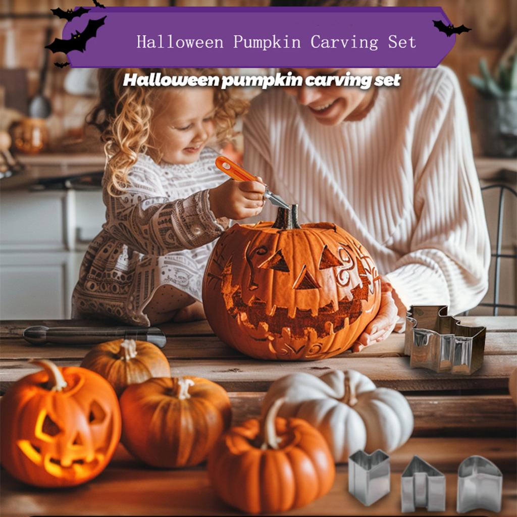 Pumpkin Carving Tool Set Stainless Steel Cutters with Rubber Mallet and Carving Knives for Halloween Pumpkin Decoration Carving Kit