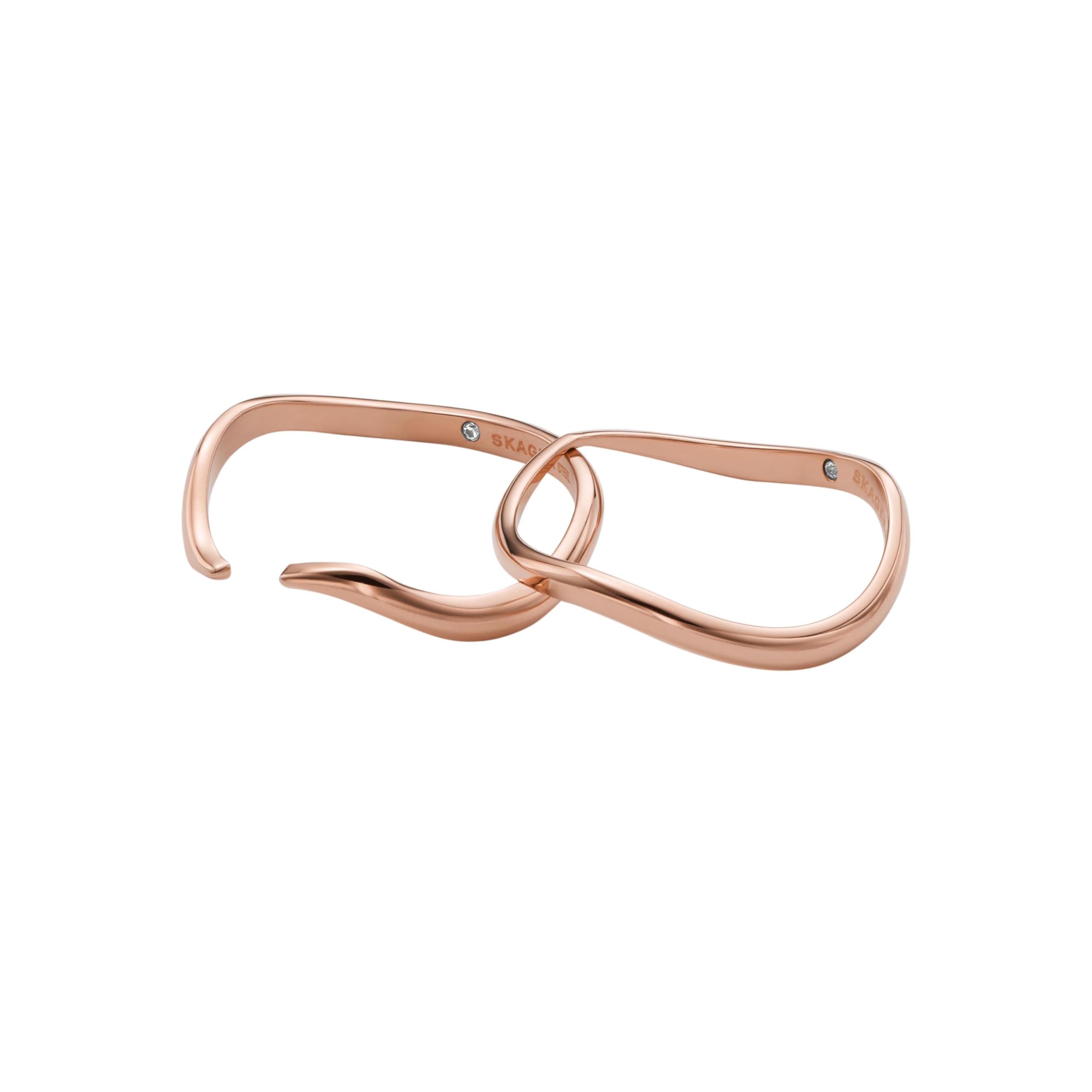 

Skagen Women s ESSENTIAL WAVES Rose Gold-Tone Stainless Steel Stack Ring, SKJ17897916.5