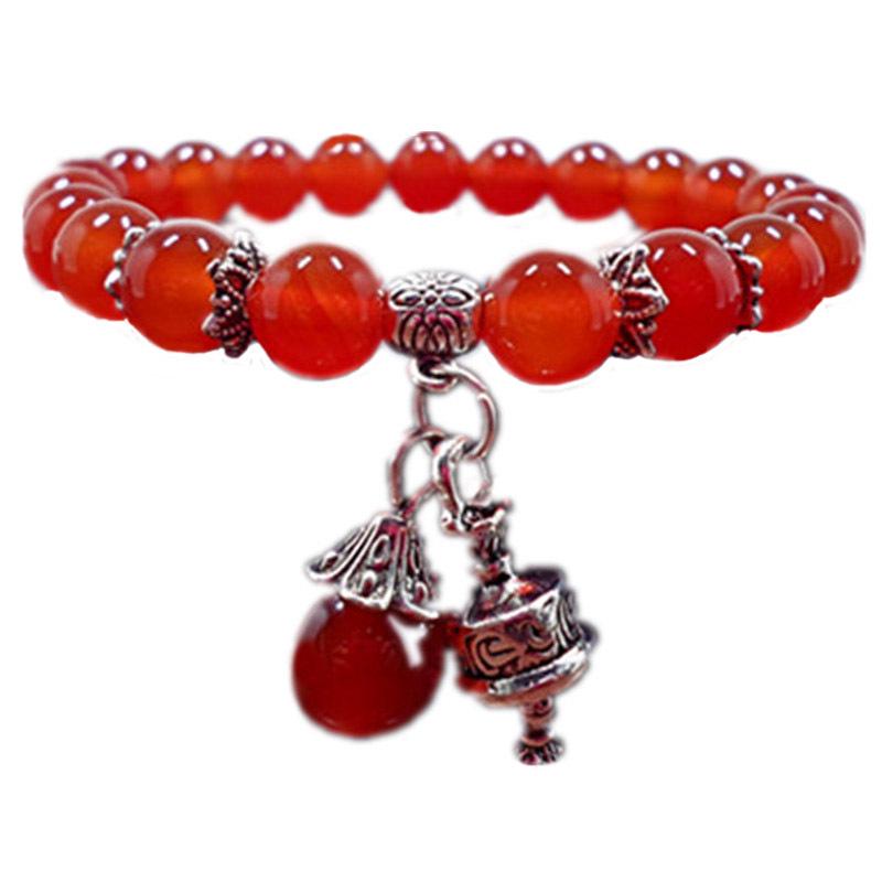 Red Agate Crystal Beaded Bracelet for Women - Handcrafted Couple Jewelry