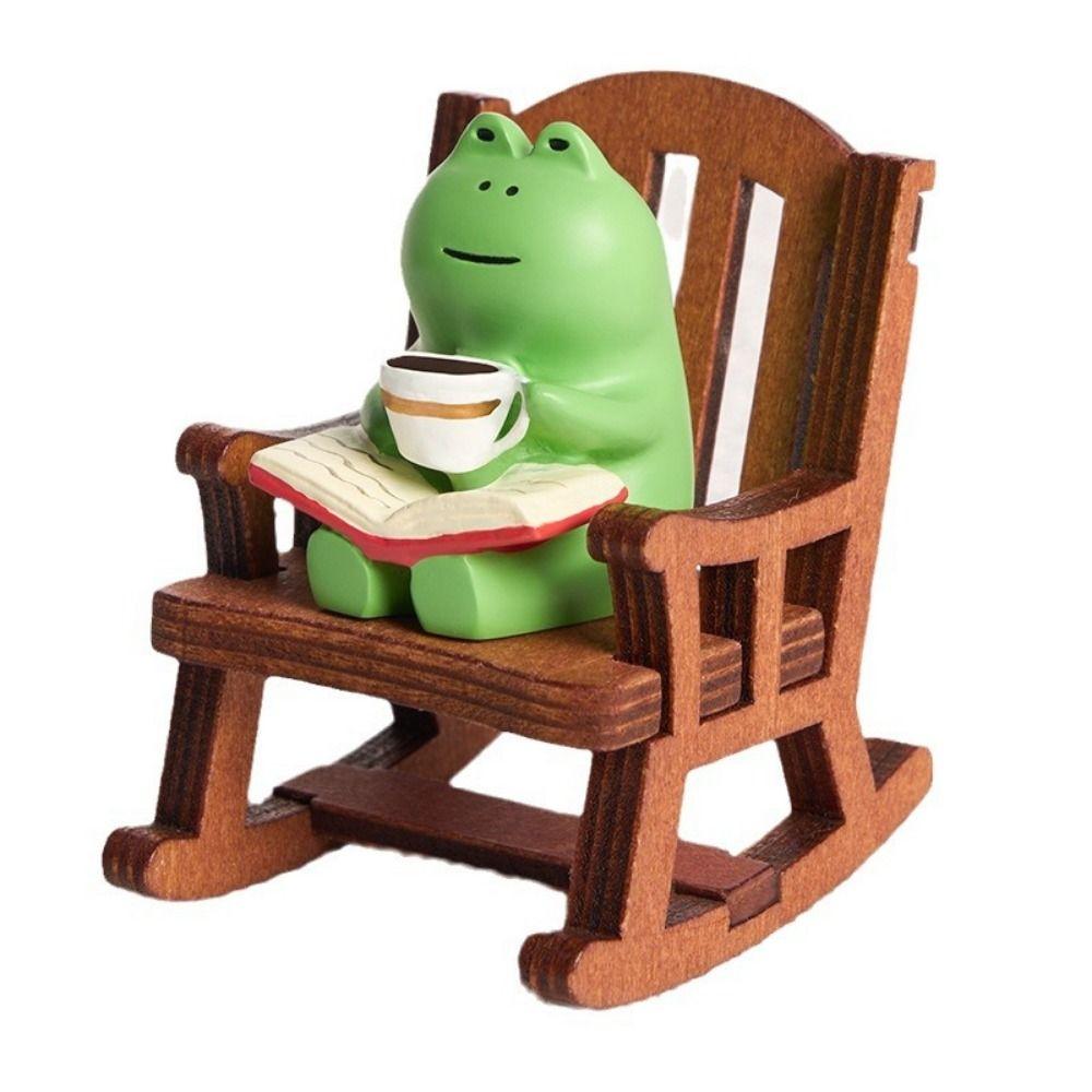 

2PCs/set Cute Rocking Chair Frog Models Mini Small Chair Ornaments Birthday Decor 2PCs/set