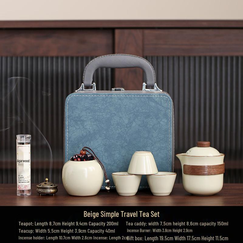 Portable Ceramic Tea Set with Travel Case