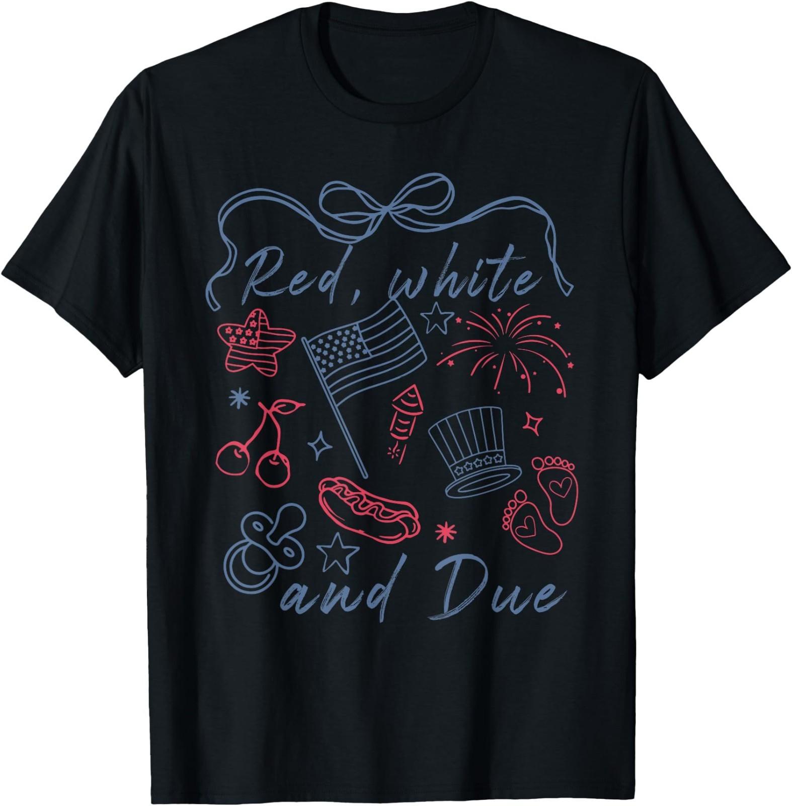 Red White and Due Funny 14th of July Design T-Shirt XL