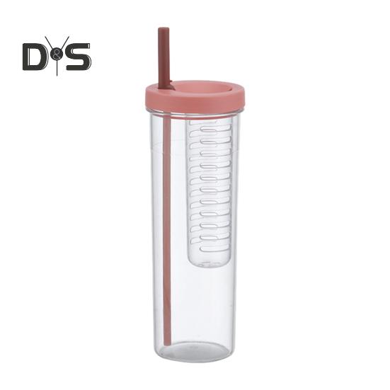

700 мл стакан с трубочкой и встроенным фильтром для складывающейся трубочки, контейнер для чая, легко моется, универсальный стакан с трубочкой для питья 700ML розовый