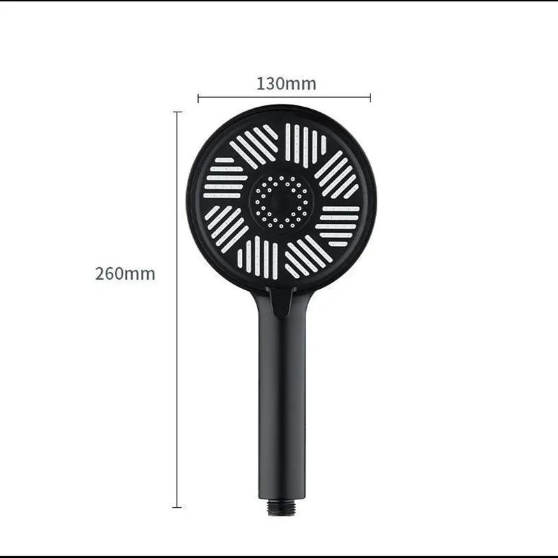 13CM Big Panel High Pressure Shower Head Set With Hose and Holder Silver 3 Modes Large Flow Rainfall Bathroom Handheld Shower