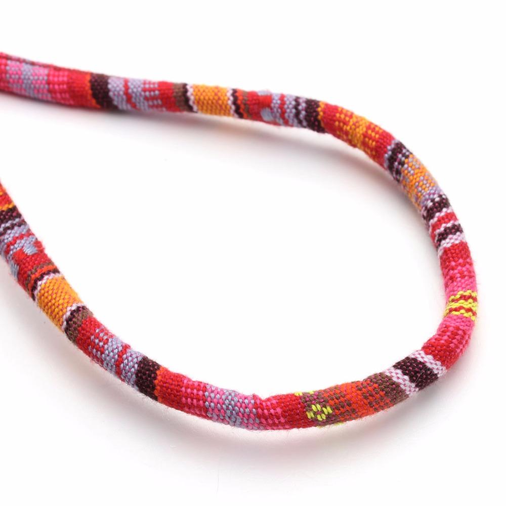 5m 1m Multi Color Cotton Cord Handmade 6mm Diameter Round Fabric Ethnic Rope Textile Wrap Embroider For DIY Bracelets Making