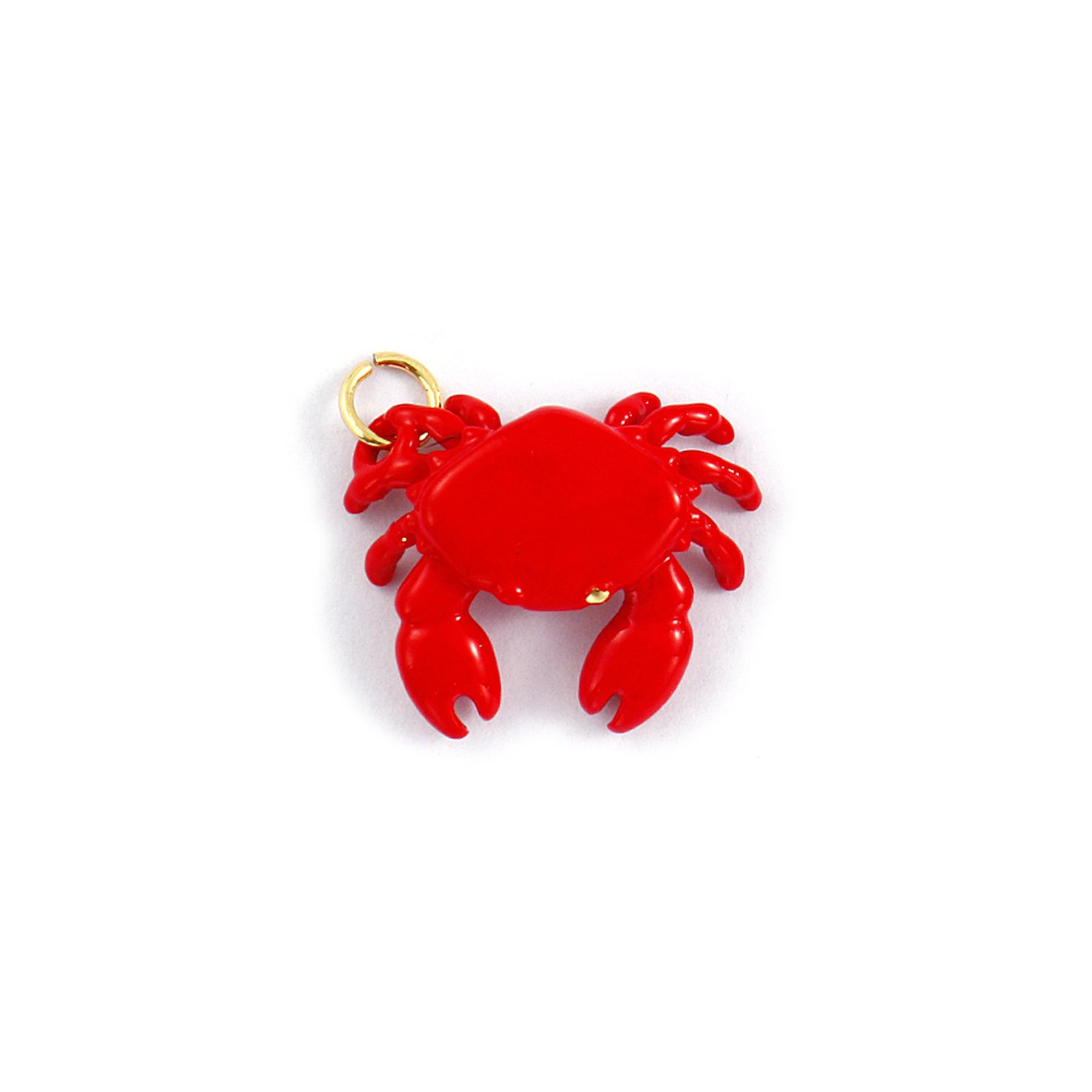 

1 Piece Brass Ocean Jewelry Pendants 18K Gold Plated Red Enamel Crab Lobster Coral Charms For DIY Necklace Keychain Making