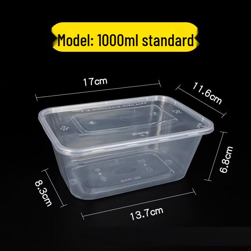 ZISIZ Disposable Rectangular Plastic Lunch Boxes with Lids