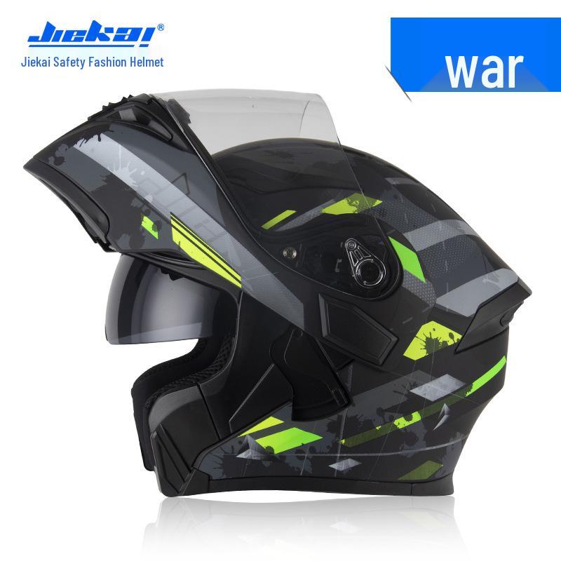 Jiekai Full-Face Flip-Up Motorcycle Helmet for Men & Women - Winter Electric Vehicle Safety Helmet