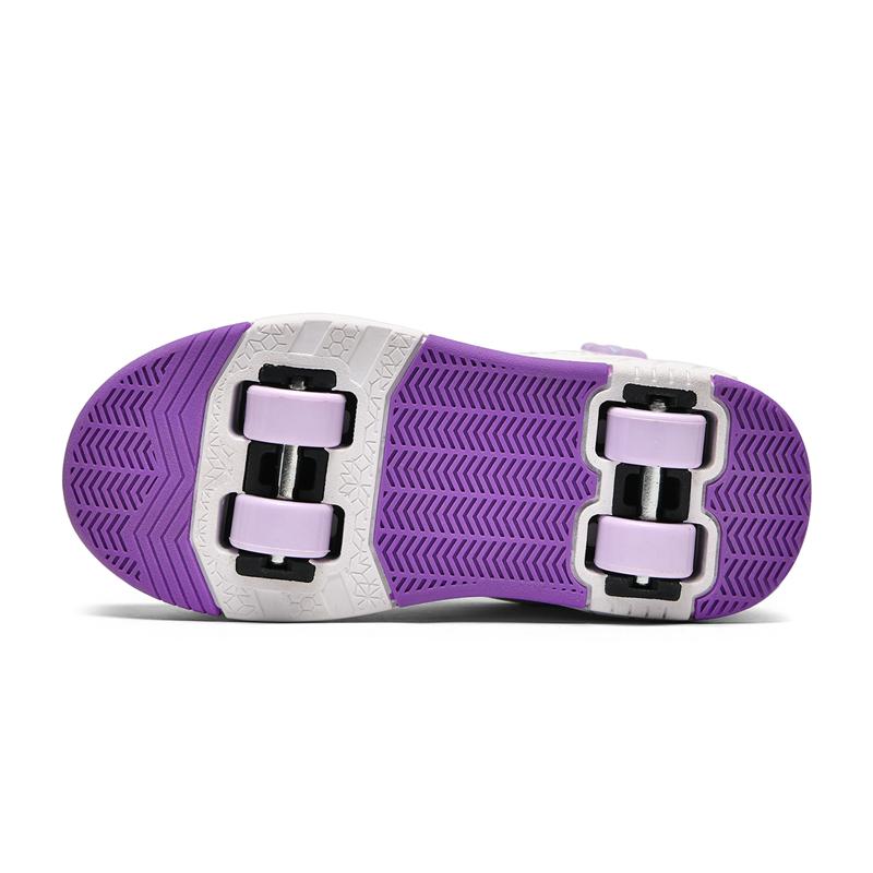 Rotating Button Four Wheel Skate Roller Shoes for Kids Removable Wheels Roller Skating Sneakers Student Unisex Size 29 39