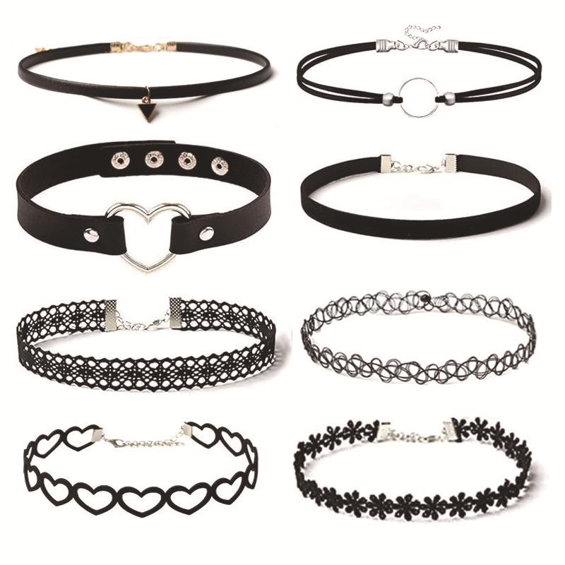 6pcs Women’s Black Lace Choker Necklace Set