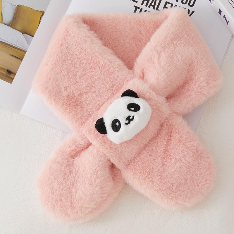 2025 Kids' Soft Thick Cartoon Bear Scarf - Warm Plush Neck Warmer for Autumn & Winter