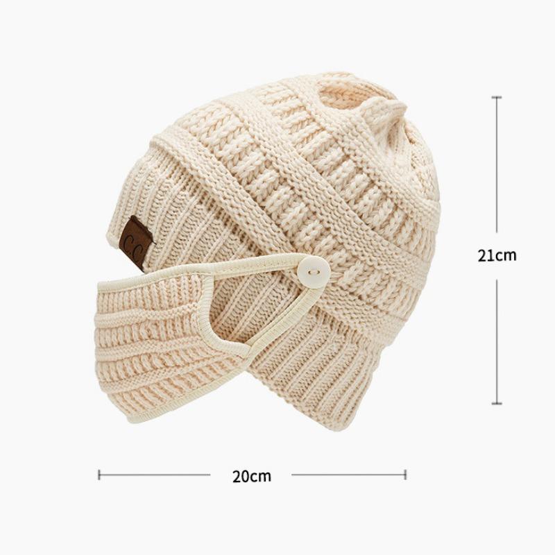 Žhavý výprodej Pletený návlek na obličej Sada čepice Beanie Odnímatelná teplá čepice pro ženy Muži Měkké Pohodlné Dámské Čepice Sombrero