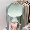 Simple Solid Color Small Stand-up Collar Milk Fufu Versatile Knitted Sweater Spring Soft Waxy Bottoming Shirt Women's Inner Top