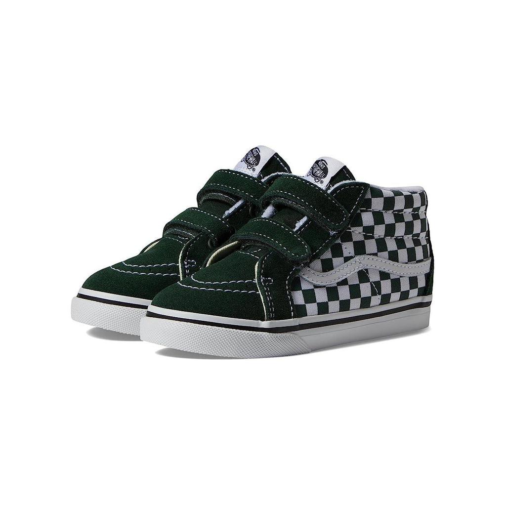 Vans Toddler Checkerboard Sk8-Mid Reissue Velcro Comfortable Casual Durable Lightweight Mid-Top Walking Shoes Baby Shoes Green White VN0A5DXD8CA