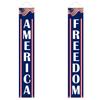 Vertical Banner Set with Welcome and The 4th of July Lettering Hanging Porch Sign with Star and Flag Print for Outdoor Decor