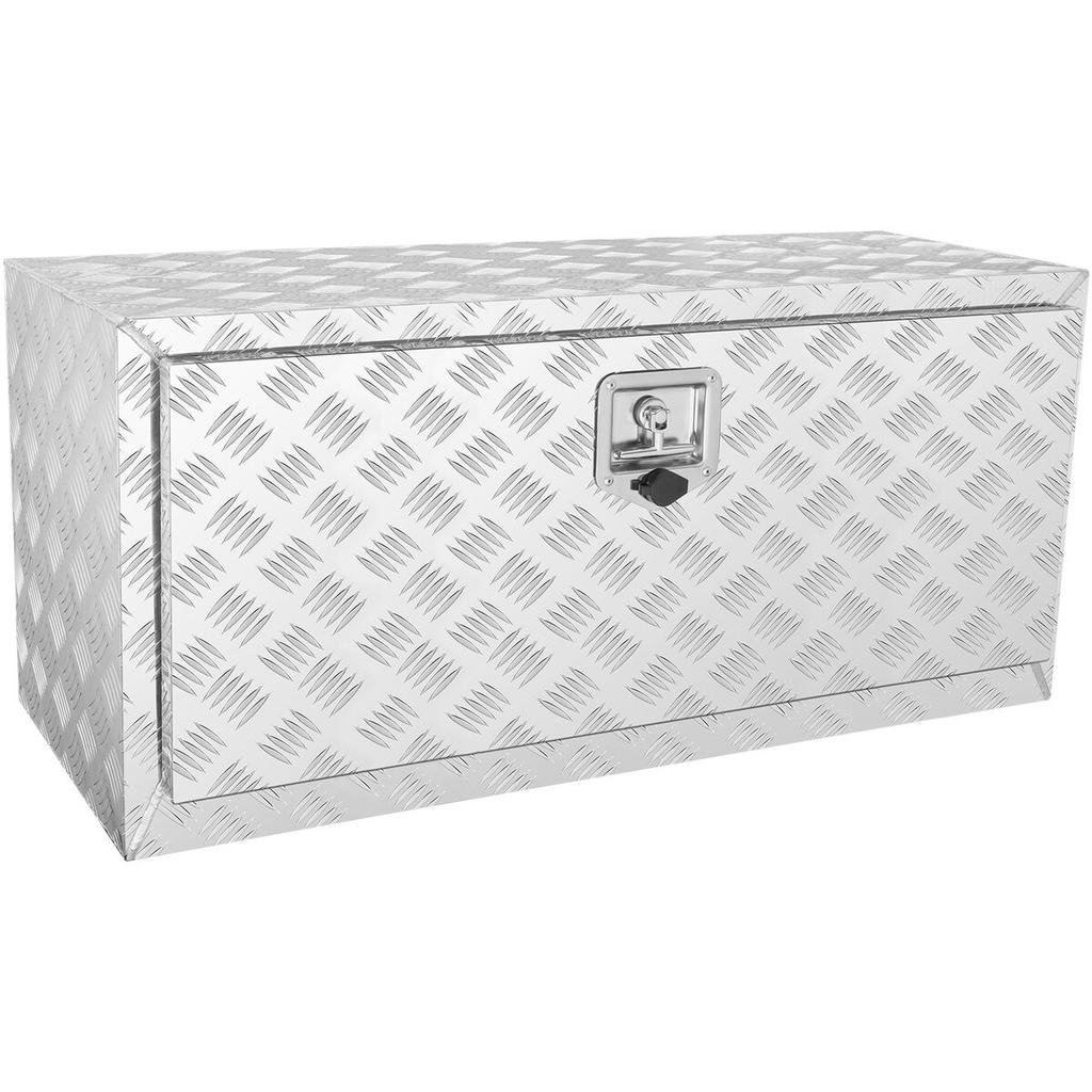 Underbody Truck Box, 36"×14"×16" Pickup Storage Box, Heavy Duty Aluminum Diamond Plate Tool Box with Lock and Keys, Waterproof Trailer Storage Box