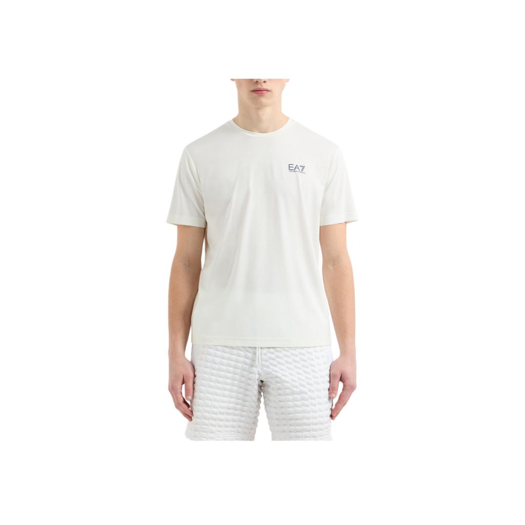 Emporio Armani EA7 Stretch Fit Short Sleeve Crew Neck Tennis Color Block Printed T-Shirt Men tops Starlight-White 7M000179-AF13530-U0005