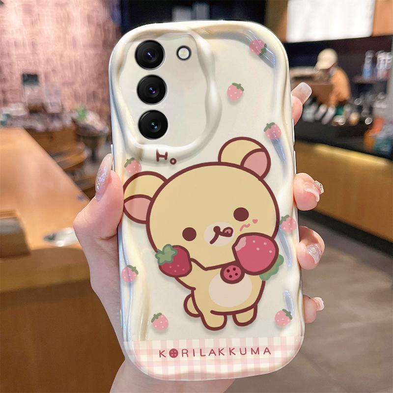 R-Rilakkuma Polka Dot Case for Samsung Galaxy S25 S24 S23 S22 S21 Ultra Plus S20 FE A73 A72 A71 A56 A55 A54 5G A52 A52S 4G Cover
