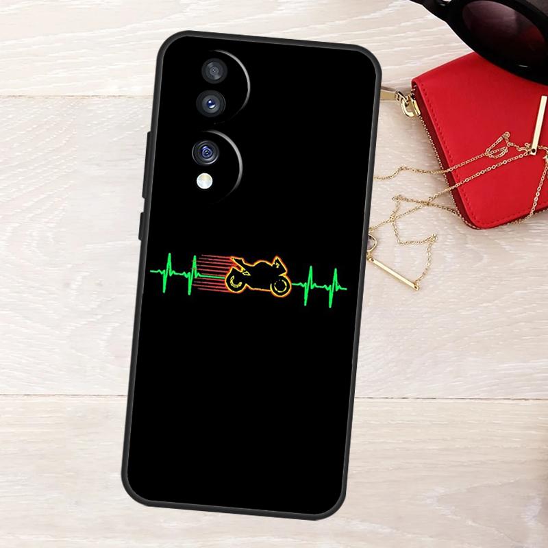 Motorcycle Heartbeat Case For Honor 200 400 Pro 50 70 90 Lite X9a X9b X9c X9d X8a X8b X8c Magic 5 6 7 8 Pro Cover