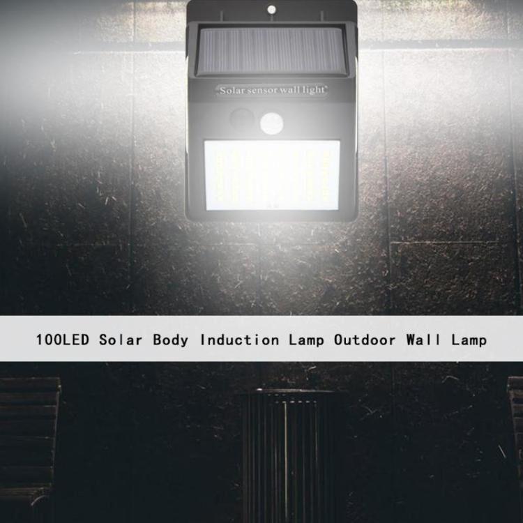 100LEDs 3 Sides Luminous Solar Powered Light Control IP65 Waterproof Motion Sensor Wall Light