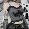 GMXIA Spice Lace Patchwork Halfter Dark Wind Persönlichkeit Moth Print Abnehmen Temperament Top Lady