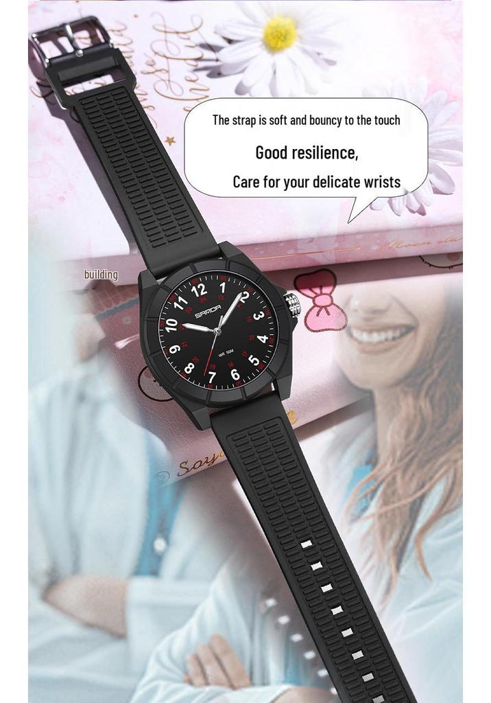 SANDA Unisex Luminous Korean Style Nurse Watch: Lightweight, Thin, Waterproof, Large Dial Quartz Watch for Teens
