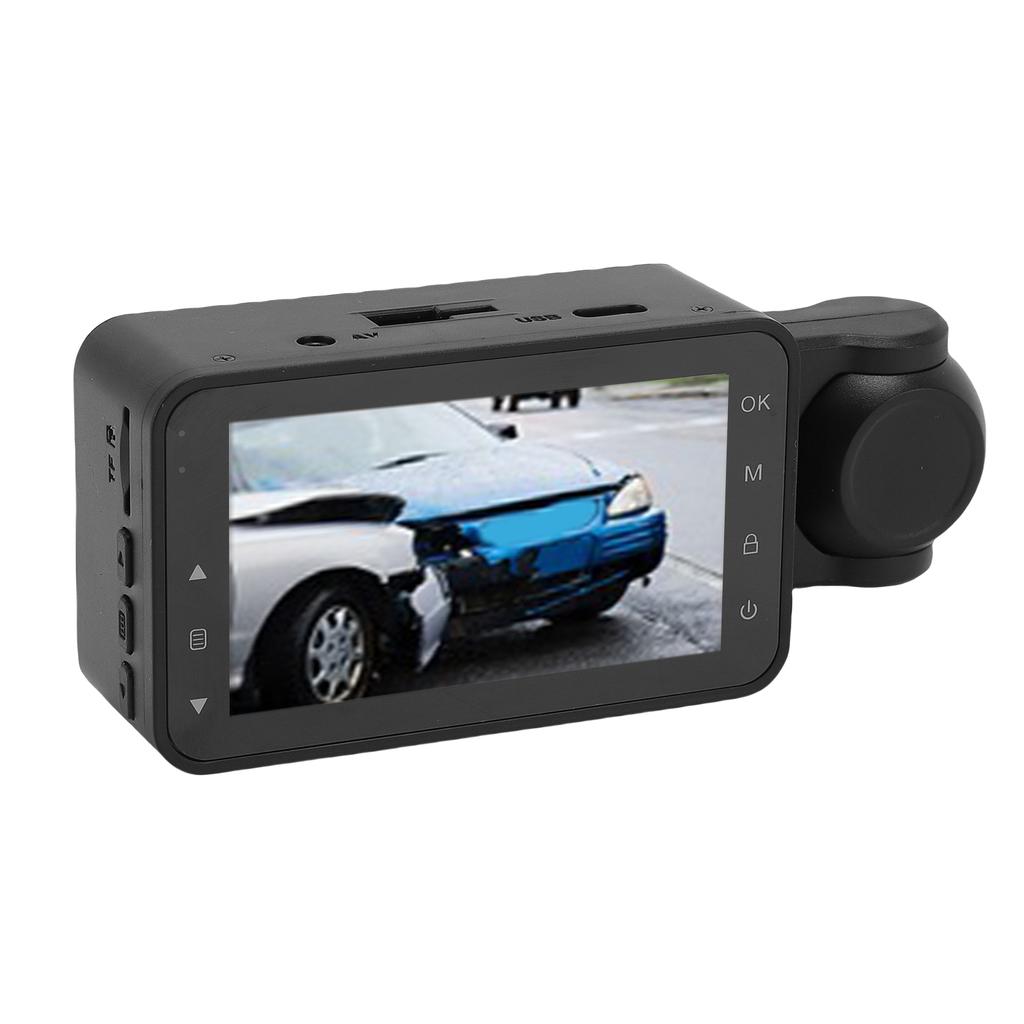 3-kanals dashbordkamera 1080P 170 graders vidvinkel APP-kontroll Foran Bak Bil DVR med 2,9 tommers skjerm 24H Parkeringsmodus