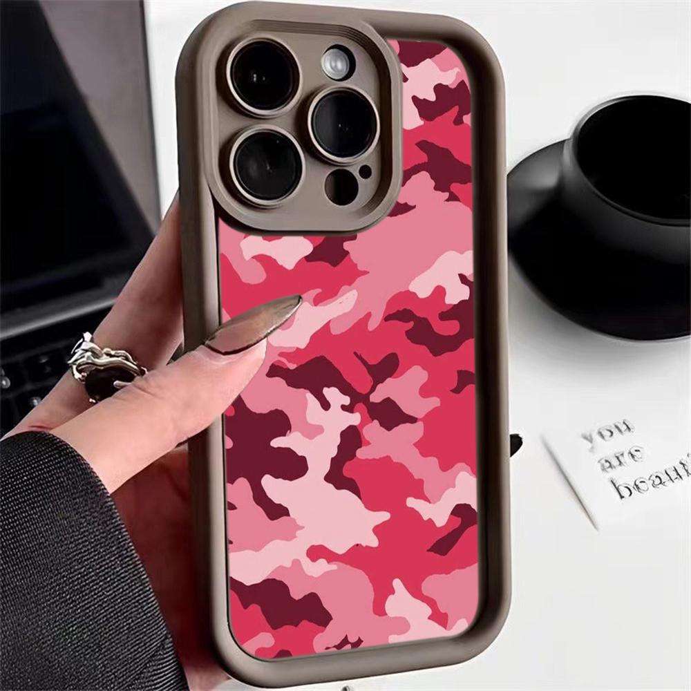 LZ6 Camouflage Camo Design Silicone Phone Case for iPhone 11 13 14 15 16 Pro Max 7 8 16 Plus 12 mini XS Max XR Shockproof Back Cover
