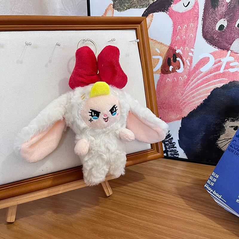 

Baby Three Little Rabbit Big Bow Plush Pendant Decoration Cute Garden Rabbit Keychain Toy Plush Doll Toy Surprise Girl Gift белый