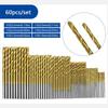 50PCS Titanium-Coated High-Speed Steel Twist Drill Bits, Round Shank, 1.0-3.0mm