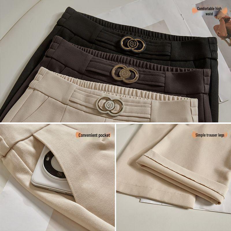 Women's High-Waist Wide-Leg Pants - 2026 Spring/Autumn Casual, Loose, Versatile, and Straight-Leg for Middle-Aged Women